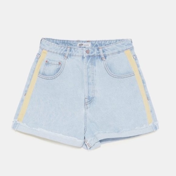 ZARA High Waisted Light Wash Yellow Stripe size 4 - Picture 3 of 5